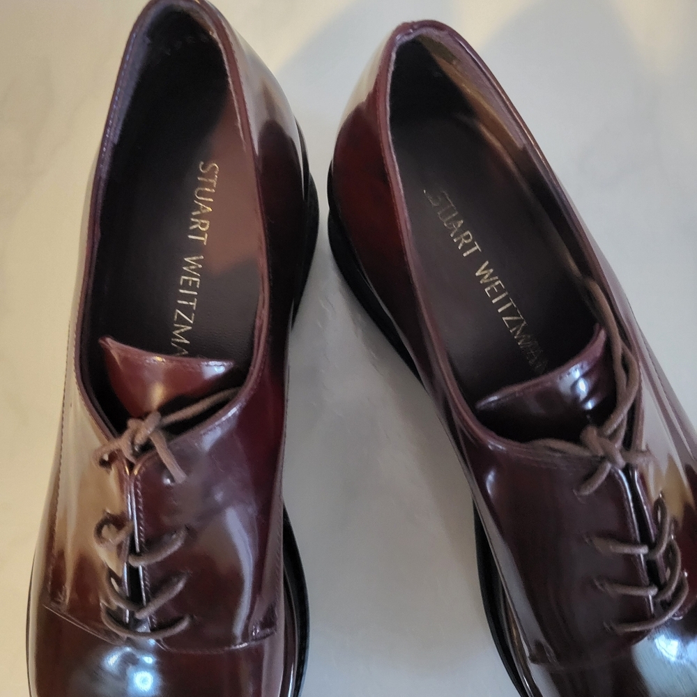 Stuart Weitzman Kent Platform Oxford, Women Shoes Size 9M, Color Burgundy - Picture 8 of 12